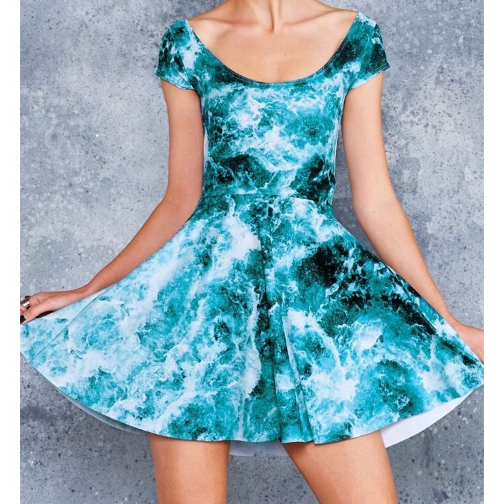 Sold Troubled waters cap sleeve skater dress